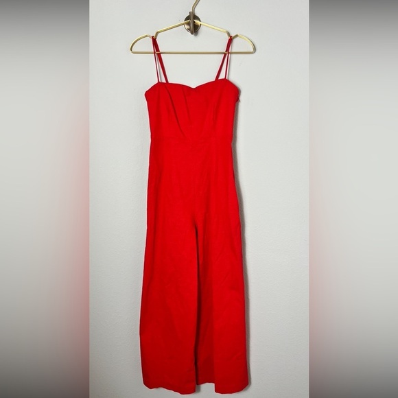 ⭐️ SLASH SUMMER SALE! ⭐️ EUC ASTR The Label Crop Jumpsuit Red Linen Size XS - Picture 3 of 13